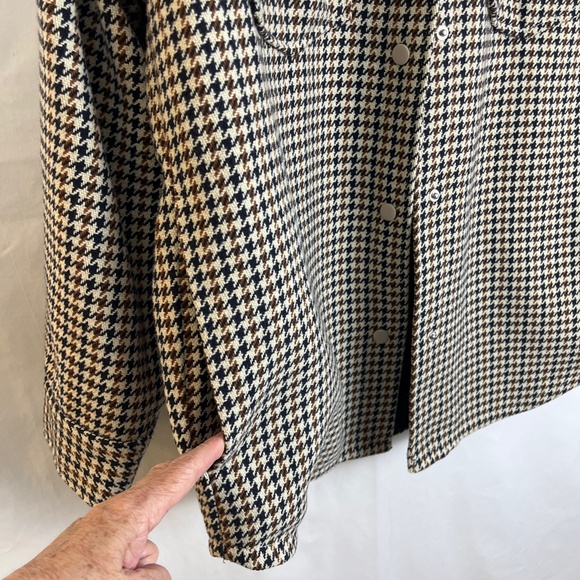 H&M Houndstooth Shacket Deep Navy/Cream/Tan Size L - Picture 11 of 13